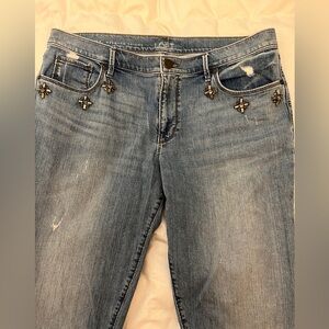 Ann Taylor Loft JEWELED Relaxed Denim Jeans Size 31/12T